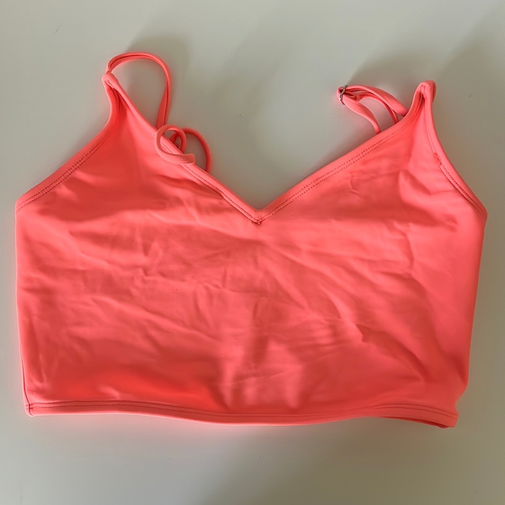 Forever 21 Large Neon Coral V-Neck Bikini Top